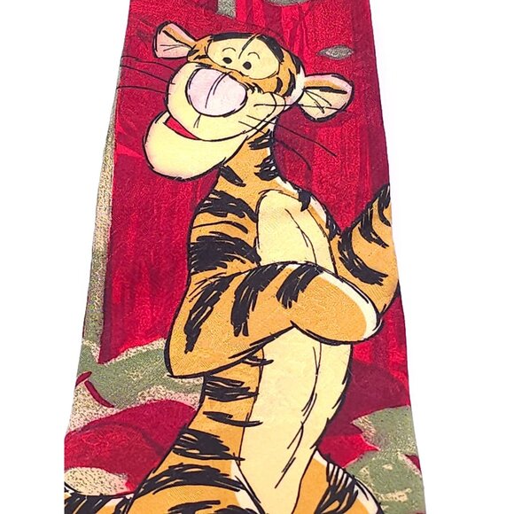 Disney Tigger Silk Men's Necktie In Red With Green & Yellow Accents - Picture 6 of 12
